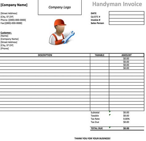 Handyman Service Bill Invoice Templates A Comprehensive Guide For