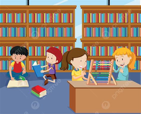 Childrens Doing Activities In Library Clipart Clip Picture Vector ...