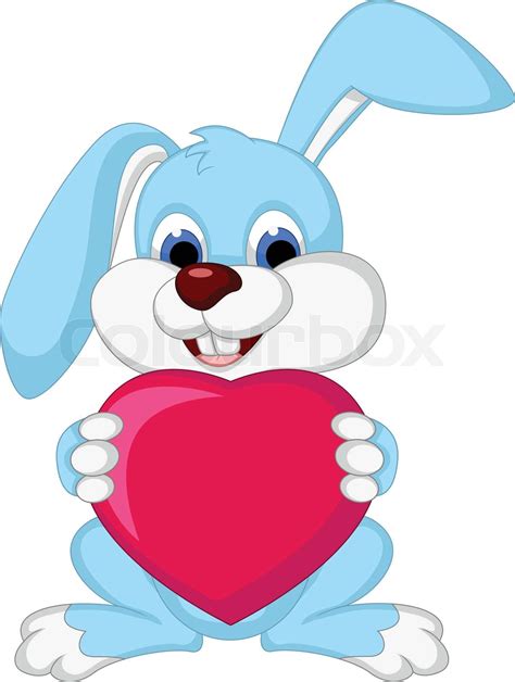 Rabbit Cartoon Holding Love Heart Stock Vector Colourbox