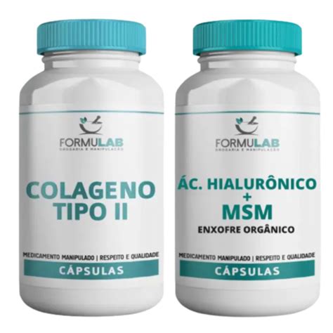 KIT SAÚDE COLÁGENO TIPO 2 40MG 60 Cápsulas ÁCIDO HIALURÔNICO