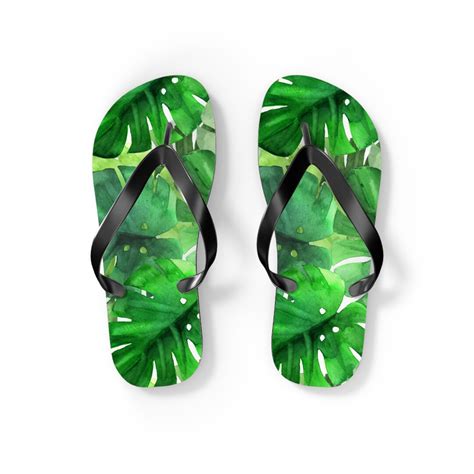 Green Tropical Leaf Flip Flops Tropical Vibes Flip Flops Etsy