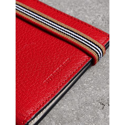 Heritage Stripe Leather International Bifold Wallet In Bright Red Men