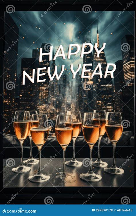 Happy New Year New Year Eve Wine In The Evening 2 Glasses Of