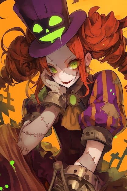 Ilustraci N Al Estilo De Anime Con Una Escena Aterradora De Halloween