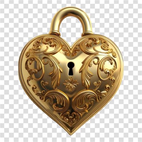 Ornate Golden Heartshaped Padlock Premium Ai Generated Psd