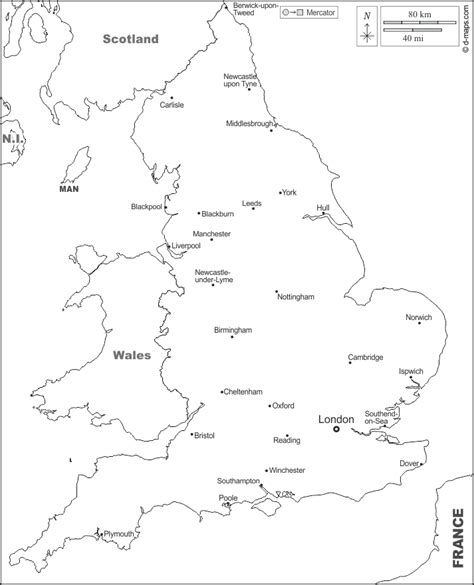 Blank Outline Map Of England