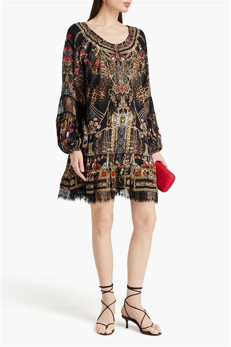 CAMILLA Embellished Printed Silk Chiffon Mini Dress THE OUTNET