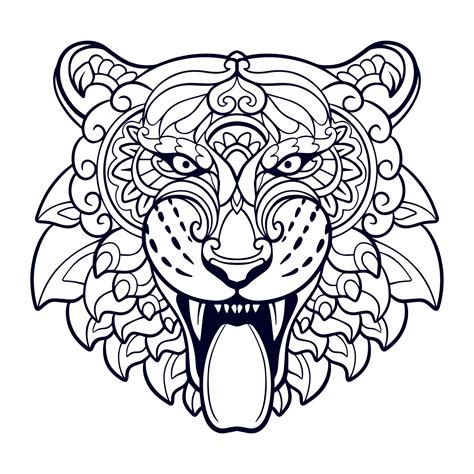 Tiger Head Mandala Arts Isolated On White Background Vector