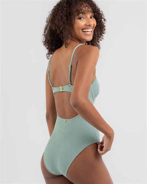 Shop Kaiami Evita Balconette One Piece Swimsuit In Soft Sage Fast