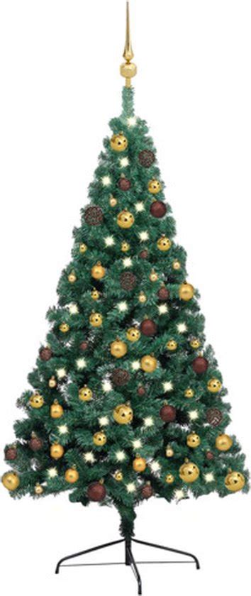 Vidaxl Kunstkerstboom Met Led S En Kerstballen Half Cm Groen Bol