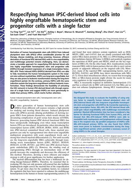 PDF Respecifying Human IPSC Derived Blood Cells Into Highly