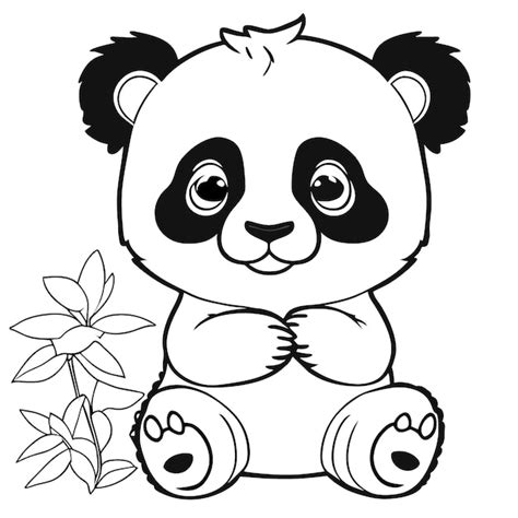 Panda no estilo de colorir página ilustração vetorial preto e branco