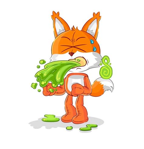 Fox Vomitar Dibujos Animados Vector De Mascota De Dibujos Animados