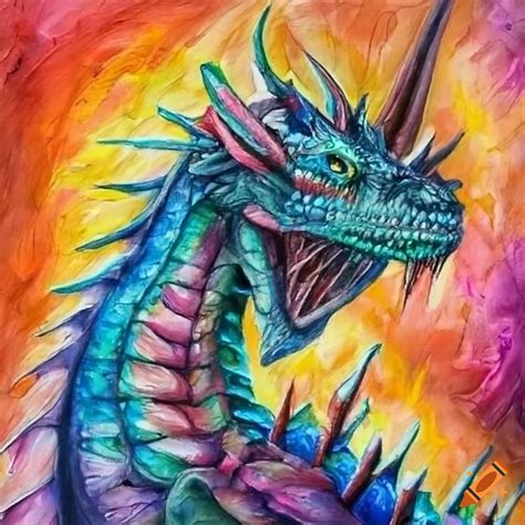 Colored Pencils Dragon Drawing On Craiyon