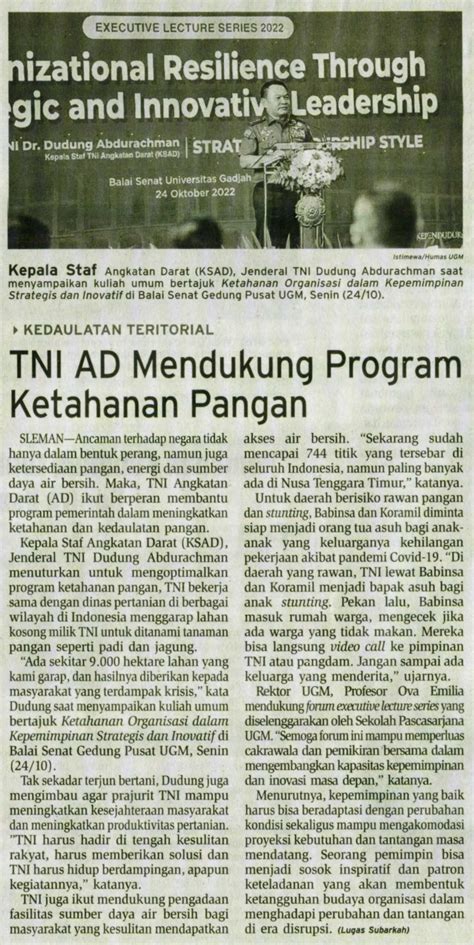 TNI AD Dukung Program Ketahanan Pangan Koran Humas Ugm Ac Id