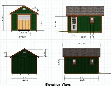 12x16 Gable Storage Shed Plans With Roll Up Shed Door