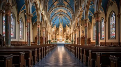 Premium Photo | Nave catholic church building