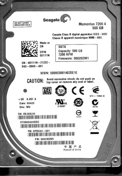 Seagate Momentus St Asg Gb K Rpm Sata Gbps Ref Hdd