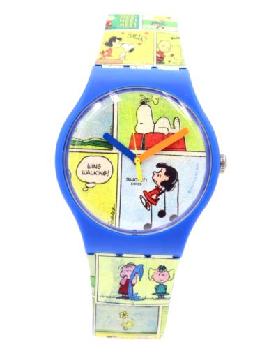 Buy New Swiss Swatch X Peanuts Smak Blue Multicolor Silicone Watch