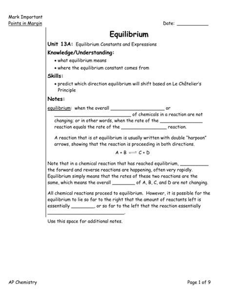 Equilibrium Constants & Expressions