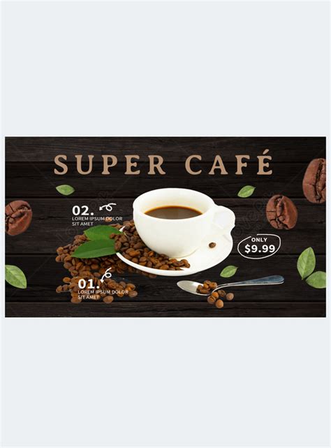 Coffee Real Coffee Beans Restaurant Black Web Banner Ad Template Image