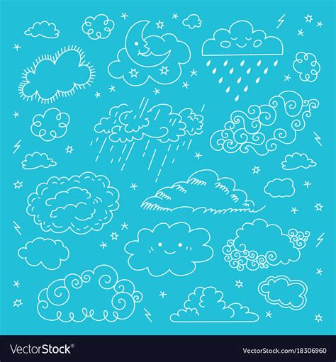 Blue sky clouds icons set children sky Royalty Free Vector