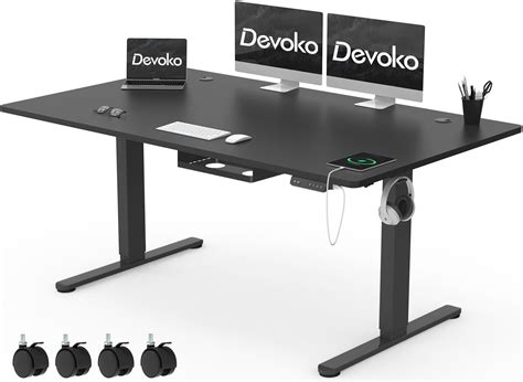 Devoko Schreibtisch Höhenverstellbar Elektrisch 160x80cm mit USB A C