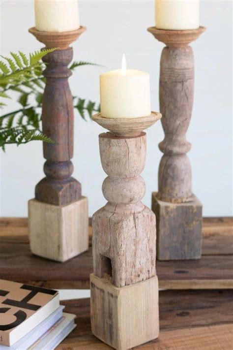 Reclaimed Banister Candle Holder Set In Candle Stand Set Candle