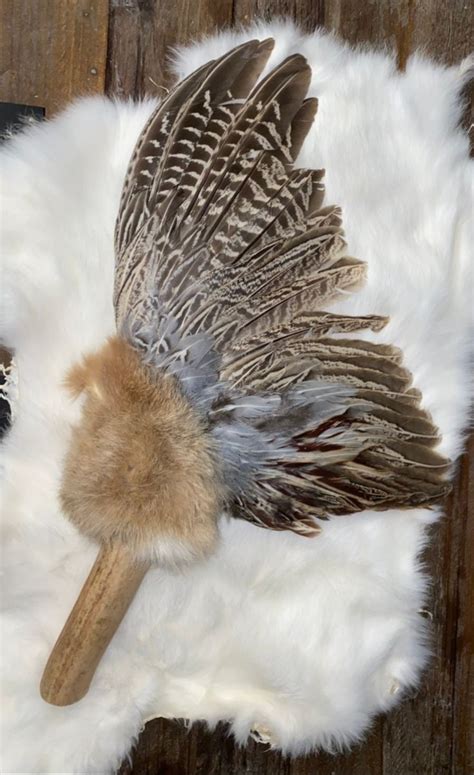 Ceremonial Pheasant Wing Smudge Fan Made With Pheasant Wings Feathers