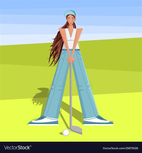 Female Golfer Royalty Free Vector Image Vectorstock