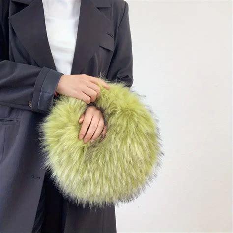 Fashion Soft Faux Fur Handbags Designer Y2k Long Plush Hobo Temu