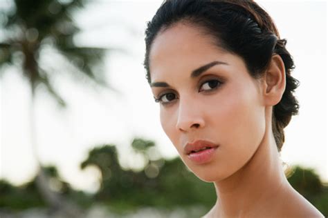 Portrait Of Young Woman Grande Cenote Quintana Roo Tulum Mexico Stock