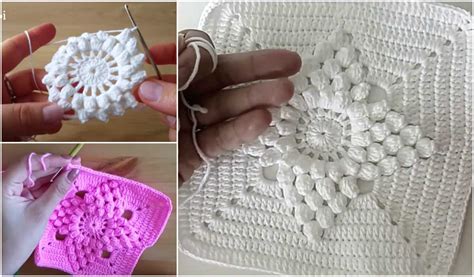 Popcorn Stitch Flower Square Video Tutorial - Your Crochet