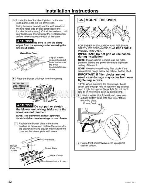 GE JVM3160RFSS Microwave Oven Installation Instructions