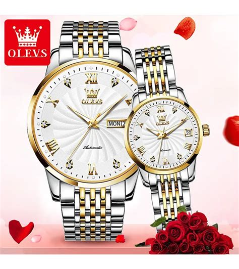 Buy Olevs 6630 Couple Automatic Mechanical Watch Silver Black At Best