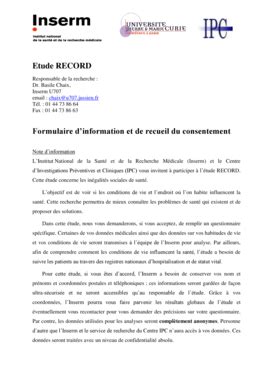 Remplissable En Ligne Record Study Accder Au Formulaire De Consentement