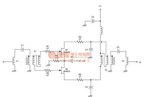 the mixer circuit of the radio frequency :Dual JFET mixer RF circuit ...