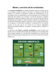 Bienes Y Servicios De Los Ecosistemas Docx Bienes Y Servicios De Los