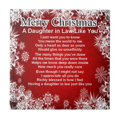 Daughter in Law Poem - Christmas Design Ceramic Tile | Zazzle.com