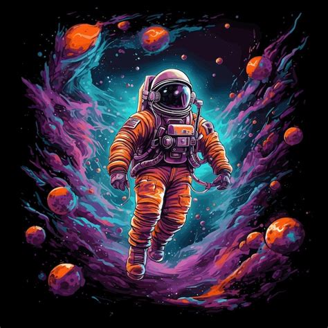 Premium Vector Astronaut In Outer Space Vector Illustration Of