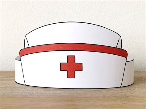 Nurse Cap Hat Paper Crown Party Coloring Printable Kids Craft Etsy Uk