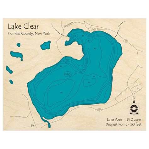 Lake Clear 3d Custom Wood Map Lake Art Llc