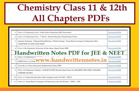 Chemistry Class Th All Subjects Handwritten Notes Pdf For Jee Hot Sex