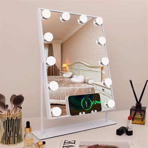 Fenair Bluetooth Vanity Mirror With Lights And Wireless Charging Lighted Makeup Mirror With 12