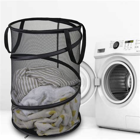 Tsv Pop Up Mesh Laundry Hamper Collapsible Laundry Basket With Handles