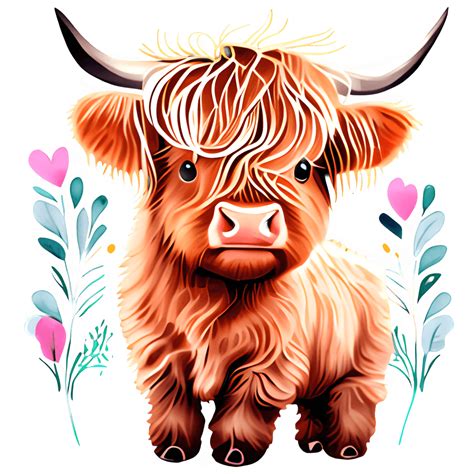 Schattige Afbeelding Van Baby Highland Cow · Creative Fabrica