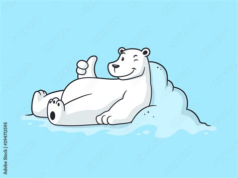 Cool Polar Bear Lying In The Snow Showing Thumb Up Vector Cartoon