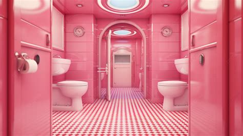 Rosy Water Closet 3d Illustration Of A Pink Bathroom Background Toilet