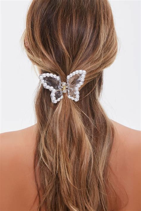 Faux Pearl Butterfly Claw Clip