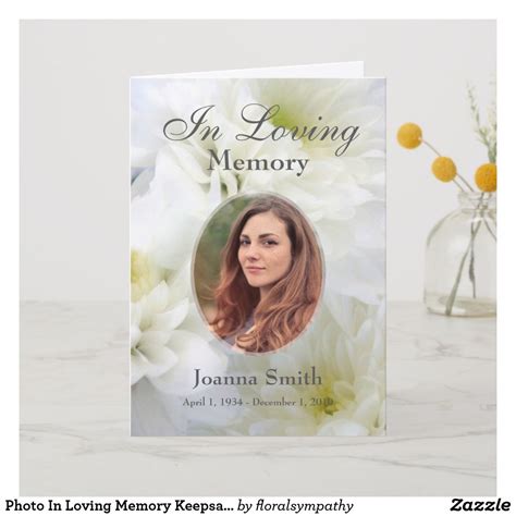 Custom Photo In Loving Memory Keepsake Card Zazzle Memorial